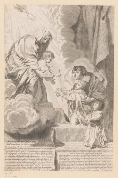 Anna von Österreich übergibt die Regentschaft von Frankreich in die Hände des Christuskindes von Claude Mellan