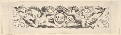Kopfbedeckung: Zwei Kinder mit den Wappen von Frankreich und Navarra von Claude Mellan