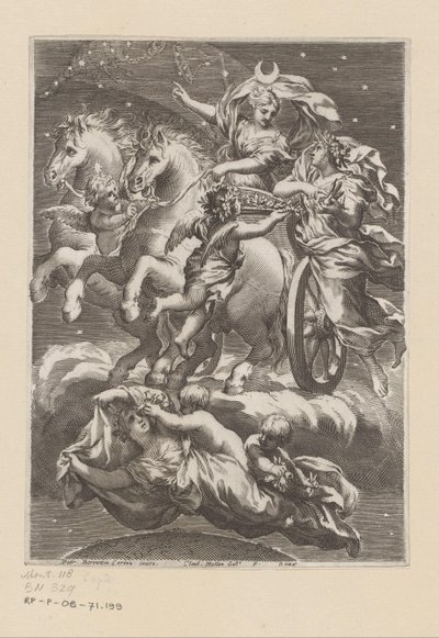 Personifikation des Mondes auf ihrem Streitwagen von Claude Mellan