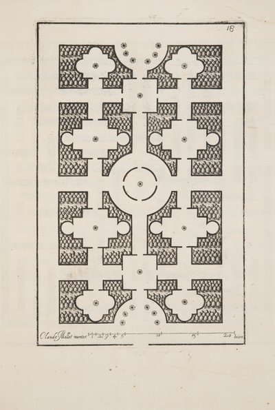 Entwurf für Parterre, aus Theatre des Plans et Jardinages, veröffentlicht 1652 (Gravur) von Claude Mollet