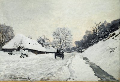 Karren, Straße unter Schnee in Honfleur von Claude Monet