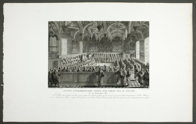 Sondersitzung von Ludwig XVI. im Palast, aus der Serie Tableaux historiques de la Révolution française von Claude Niquet