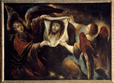 Zwei Engel präsentieren das heilige Antlitz von Claude Vignon