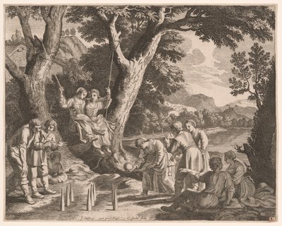Ein Spiel von Boule, Platte 9 aus Pastorales von Claudine Bouzonnet Stella