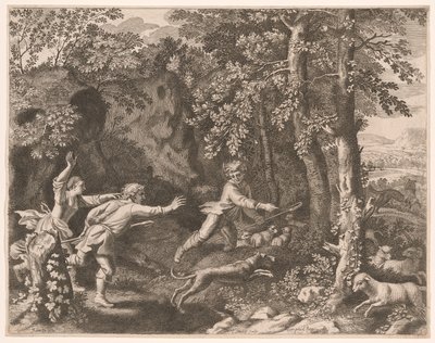 Die Wolfsjagd, Platte 5 aus Pastorales von Claudine Bouzonnet Stella