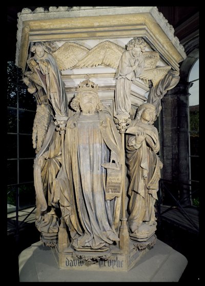 König David flankiert von Moses und Jeremia (Detail) von Claus and Malouel, Jean Sluter