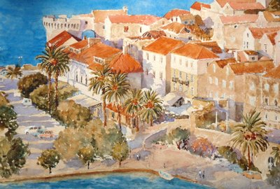 Sonnenuntergang, Korčula Hafen, 2011 von Clive Wilson