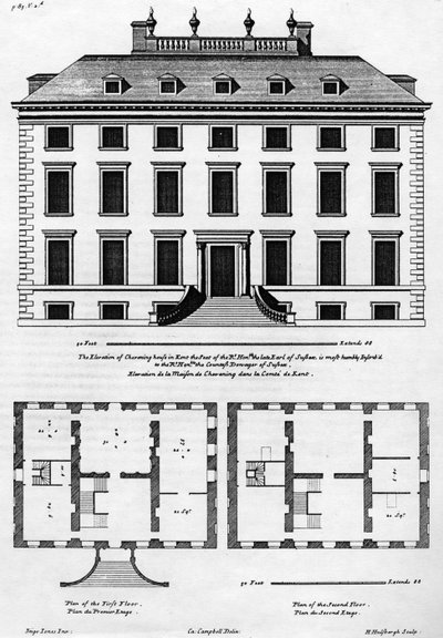 Die Erhebung von Chevening House in Kent, graviert von H. Hilsbergh, Illustration aus 