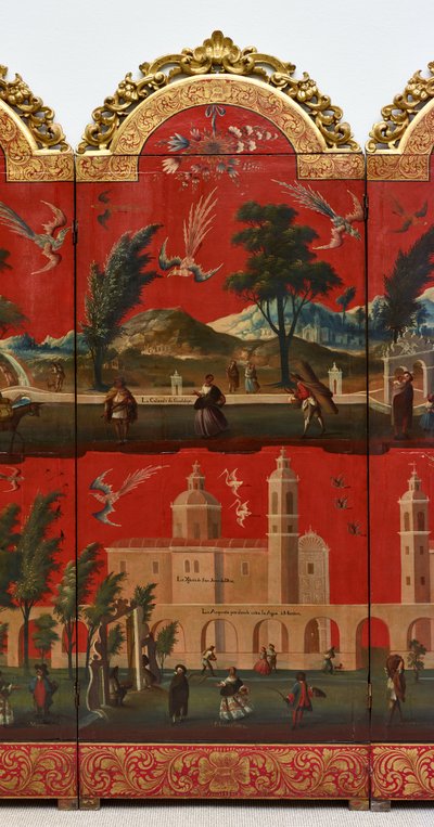 Biombo mit Ansichten von Mexiko-Stadt von Colonial Spanish