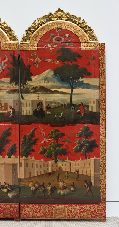 Biombo mit Ansichten von Mexiko-Stadt von Colonial Spanish