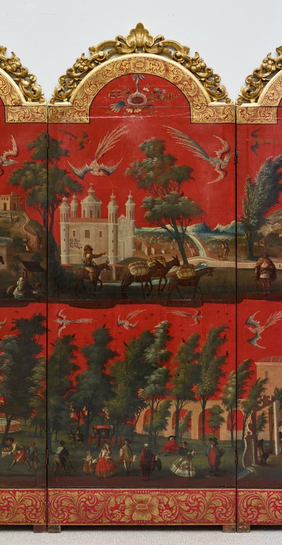 Biombo mit Ansichten von Mexiko-Stadt von Colonial Spanish