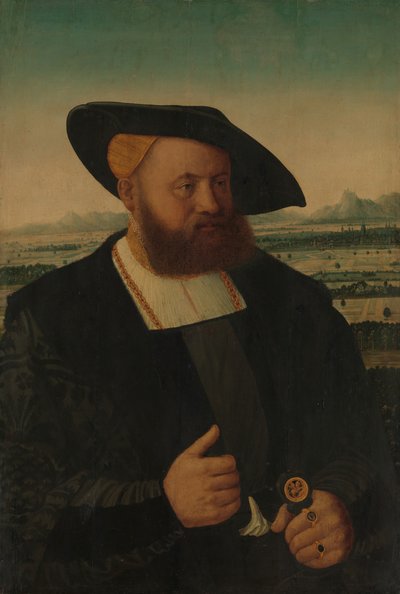 Porträt eines Mannes mit einem Mohrenkopf auf seinem Siegelring von Conrad Faber von Creuznach