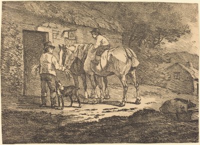 Pferde an der Hüttentür von Conrad Gessner