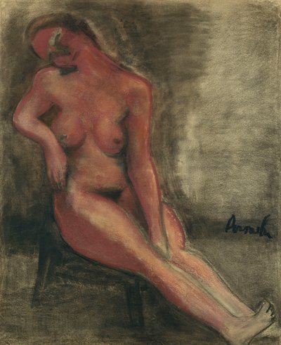 Sitzender rothaariger Akt auf einem Stuhl von Constant Permeke