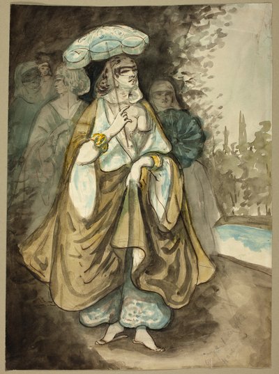 Eine der Damen des Harems (recto); Fragment einer Landschaft (verso) von Constantin Guys