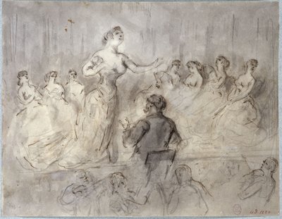 Szene aus einem Café-Konzert, Orchester und Sängerinnen, um 1875-1880 von Constantin Guys