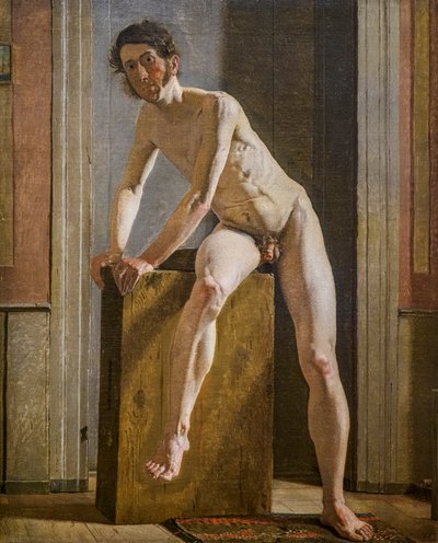Sitzender männlicher Akt von Constantin Hansen