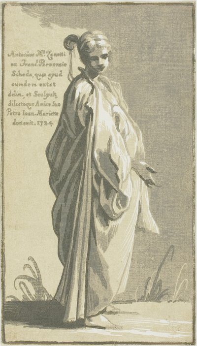 Junge Frau steht, nach rechts gewandt von Conte Antonio Maria Zanetti the Elder