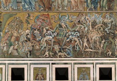 Das Jüngste Gericht (Der Teufel frisst die Seelen der Verdammten) - Detail der Mosaiken, ca. 1270 von Coppo di Marcovaldo