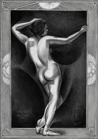 Art Deco Nackte Figur von Corné Akkers