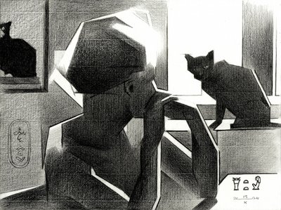 Ägyptische Königin und schwarze Katze von Corné Akkers