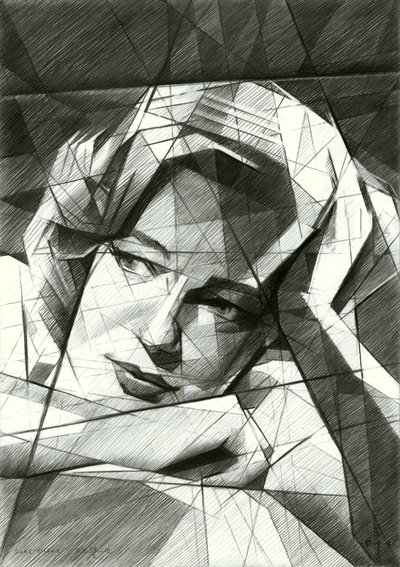 Ausdrucksstarkes Geometrisches Porträt von Corné Akkers