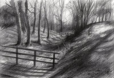 Waldweg Skizze von Corné Akkers