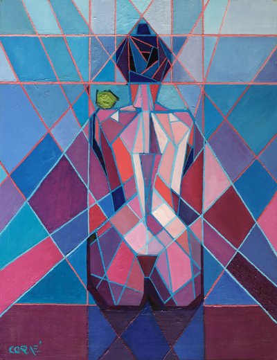 Geometrische Frau mit Limette von Corné Akkers
