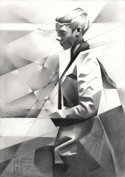 Modernes Geometrisches Porträt von Corné Akkers