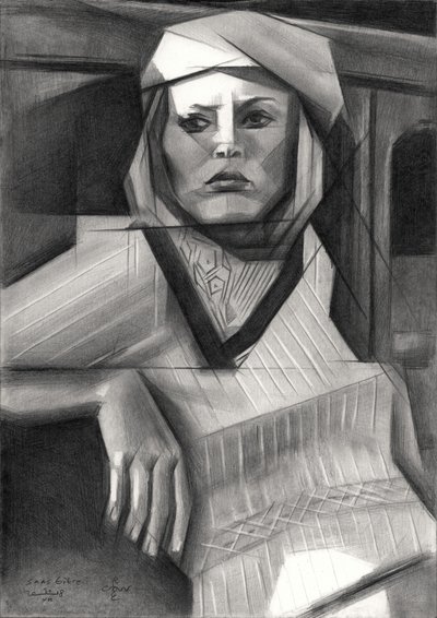 Nachdenkliche Geometrische Frau von Corné Akkers