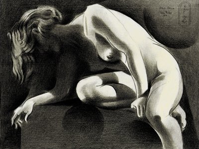 Nachdenklicher Akt im Schatten von Corné Akkers