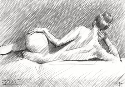 Liegende Aktstudie von Corné Akkers