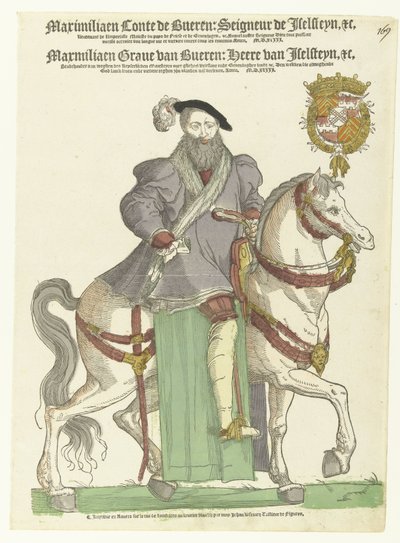 Porträt von Maximilian von Buren zu Pferd von Cornelis Anthonisz. (manner of)