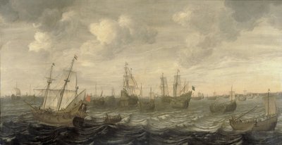Die niederländische Heringsflotte unter Segeln von Cornelis Beelt