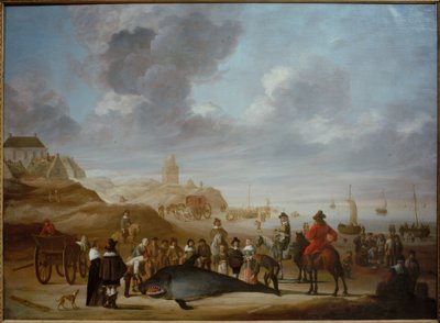 Wal am Strand von Scheveningen von Cornelis Beelt
