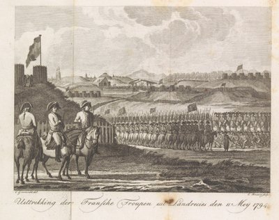 Französische Truppen verlassen Landrecy, 1794 von Cornelis Brouwer