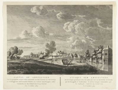Preußische Truppen greifen Amstelveen an, das am 1. Oktober 1787 von Amsterdamer Schützen verteidigt wird von Cornelis Brouwer