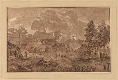 Dorf mit Teich, ca. 1782 von Cornelis Brouwer