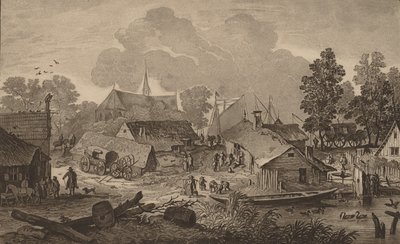 Dorf mit Teich, ca. 1782 von Cornelis Brouwer