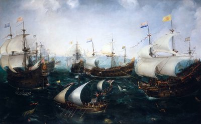 Heemskerks Niederlage der Spanier in Gibraltar, 25. April 1607 (um 1619) von Cornelis Claesz  van Wieringen