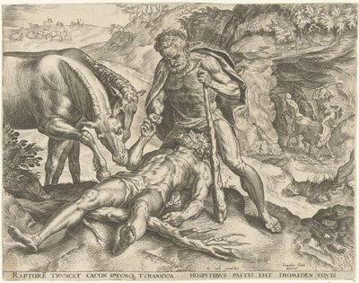 Herkules führt Diomedes zu seinen Pferden von Cornelis Cort