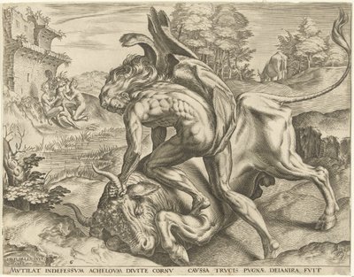 Herkules ringt mit Acheloüs von Cornelis Cort