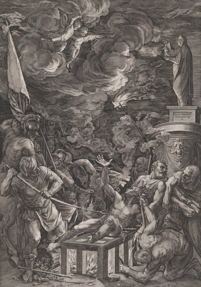 Martyrium des Heiligen Laurentius, 1571 von Cornelis Cort