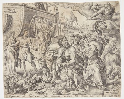 Noah dankt Gott für die Rettung der Arche von Cornelis Cort