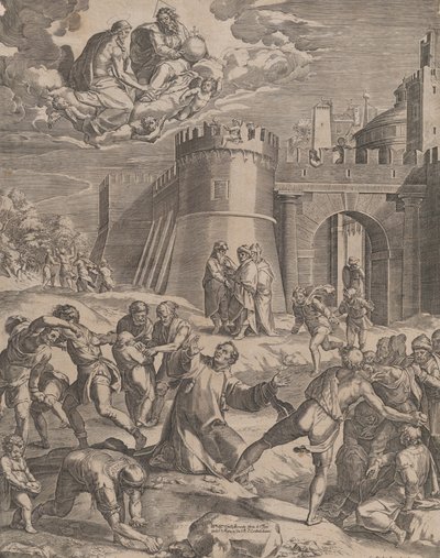 Das Martyrium des Heiligen Stephanus, 1576 von Cornelis Cort