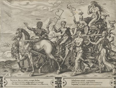 Der Triumph des Neides, aus Der Zyklus der Wechselfälle menschlicher Angelegenheiten, Platte 4, 1564 von Cornelis Cort
