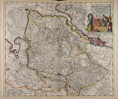 Ducatus Bremae & Ferdae, Beschreibung des Flusses Weser von Cornelis Danckerts