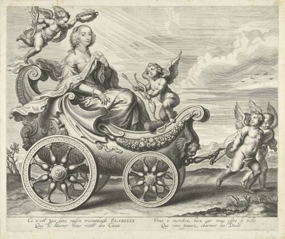 Clara Isabella de Ligne-Arenberg (?) in einem Triumphwagen von Cornelis Galle (I)