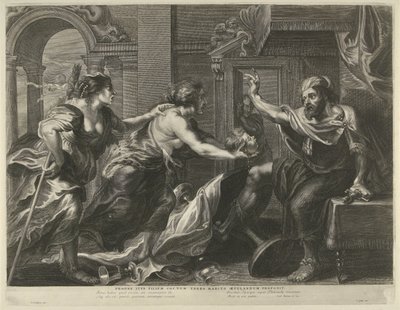 Prokne zeigt Tereus den Kopf seines Sohnes Itys von Cornelis Galle (I)