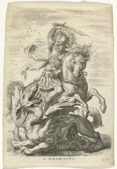 Heiliger Georg kämpft gegen den Drachen von Cornelis Galle (II)